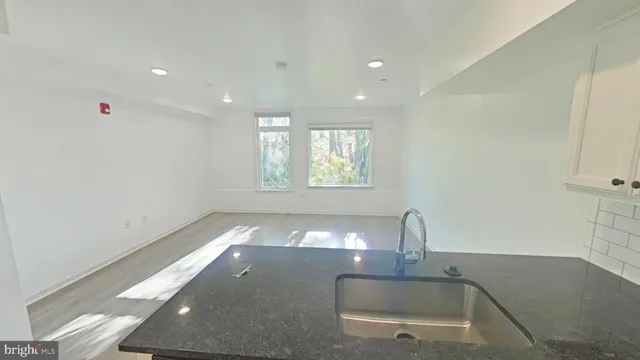 a view of a room with a window