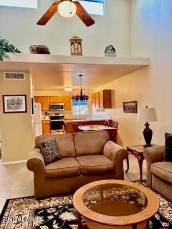a living room with furniture