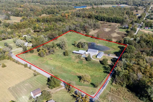 an aerial view of a house