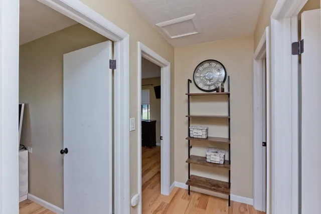 a view of a hallway with elevator