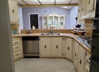 a kitchen with a sink cabinets and stainless steel appliances