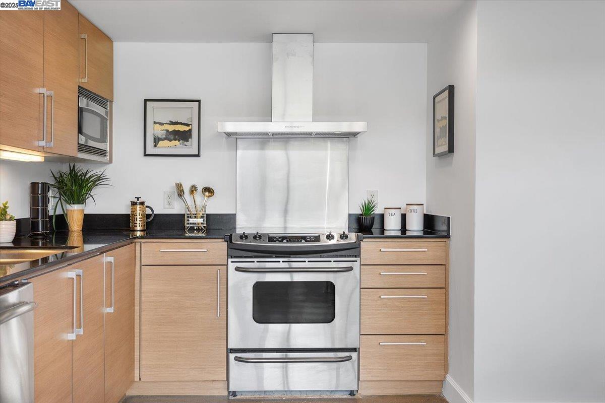 226 2nd Street Oakland, CA 94607 - Photo 8 of 28 a kitchen with cabinets stainless steel appliances and a counter space