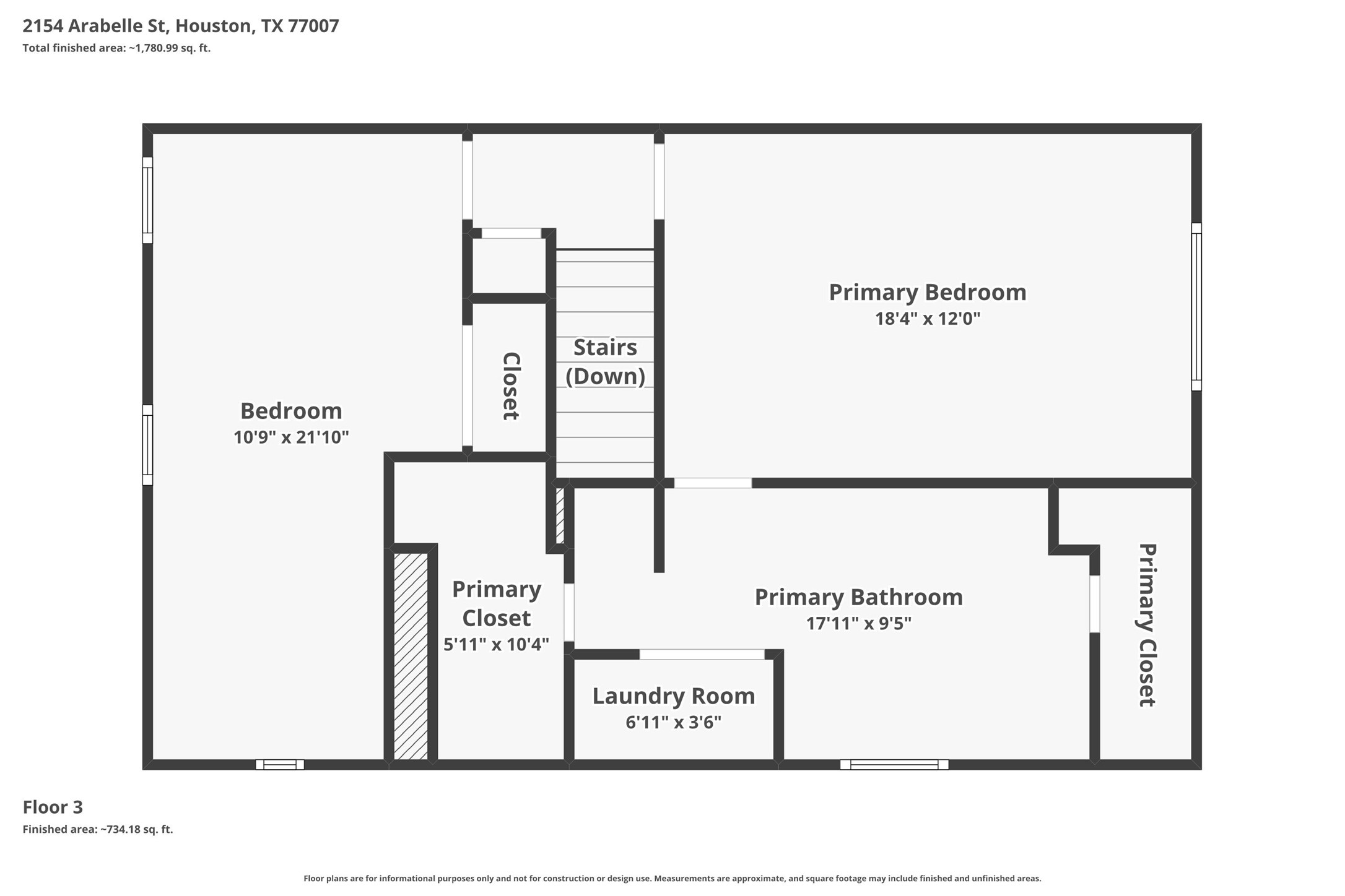 2154 Arabelle Street Houston, TX 77007 - Photo 44 of 45 Floor plan - 3rd floor