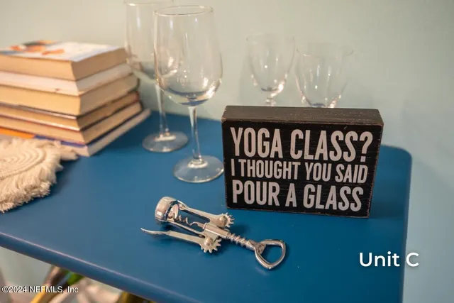 a view of a room with racks on the wall