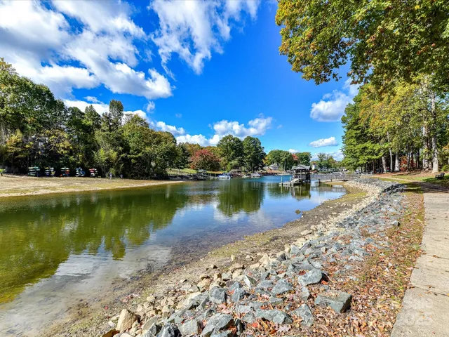 a view of a lake with houses