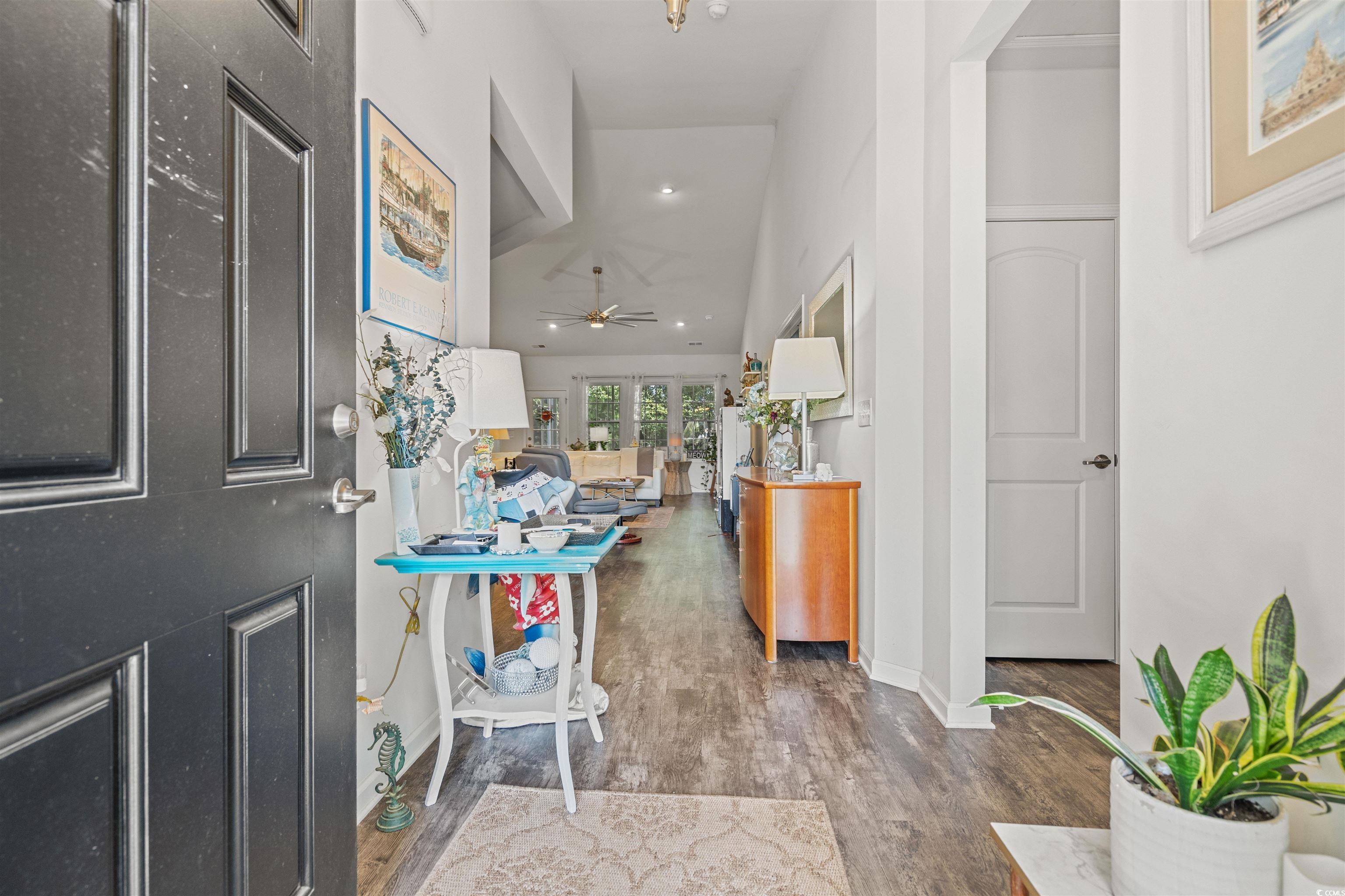 826 Cypress Way Little River, SC 29566 - Photo 5 of 40 Foyer with ceiling fan, dark wood finished floors, and recessed lighting