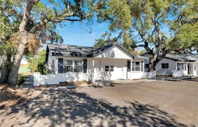 a view of a house with a patio