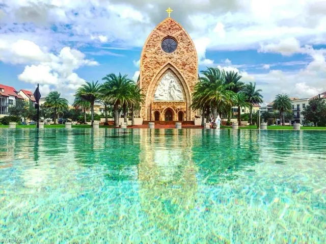 a view of a lake with a big yard