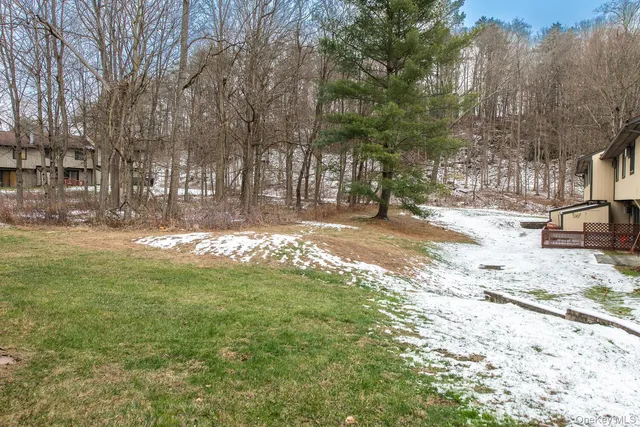 a view of a yard with trees