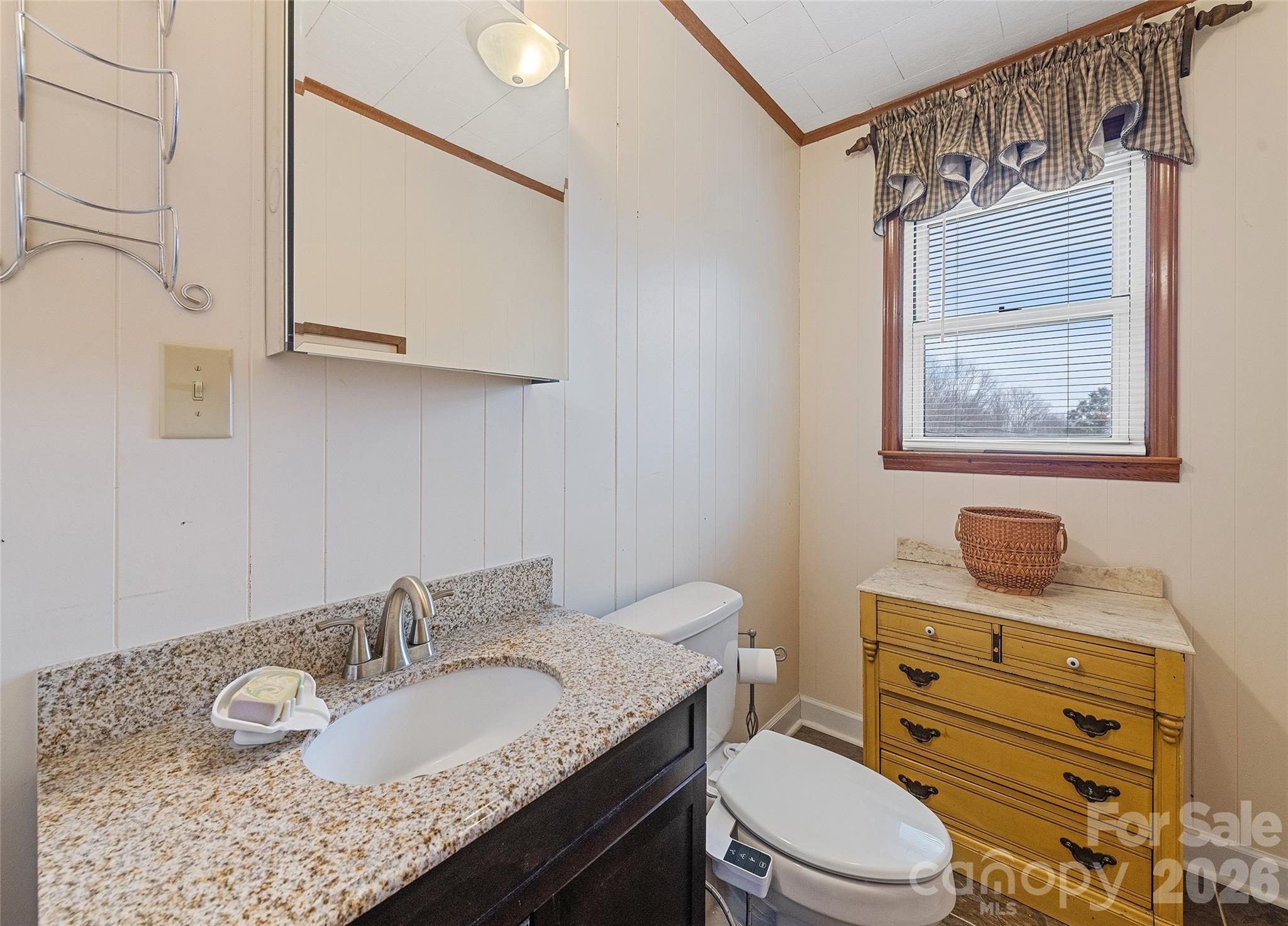 15 Whitted Road Canton, NC 28716 - Photo 25 of 38 a bathroom with a granite countertop toilet sink and mirror