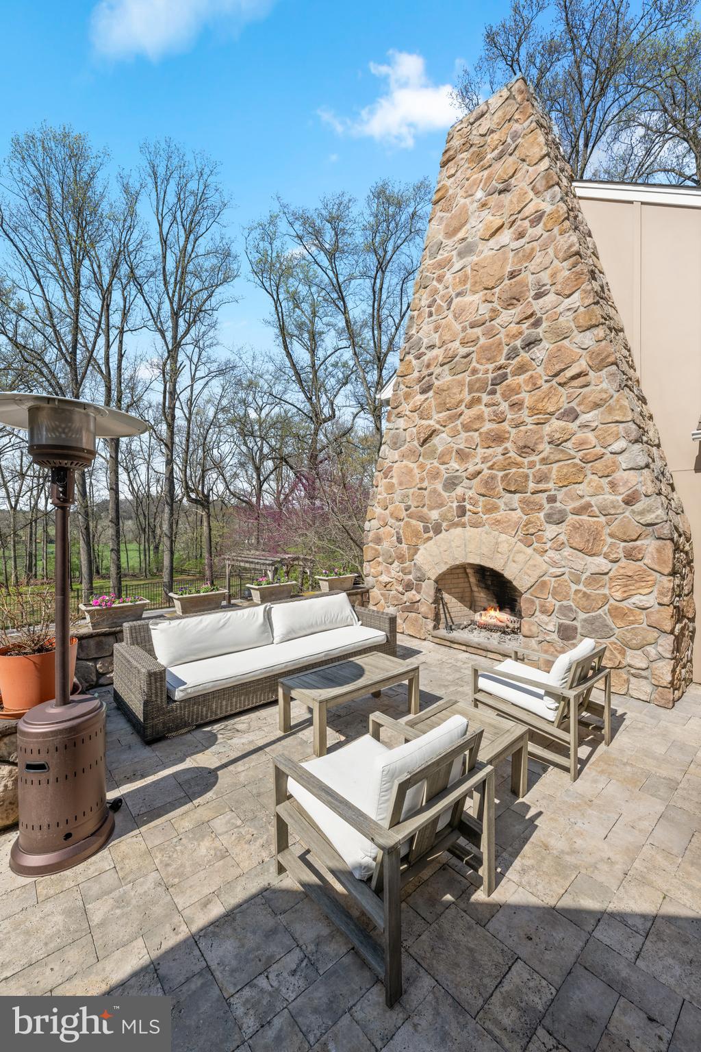 11 Fox Chase Road Malvern, PA 19355 - Photo 67 of 81 Patio with Stone Fireplace