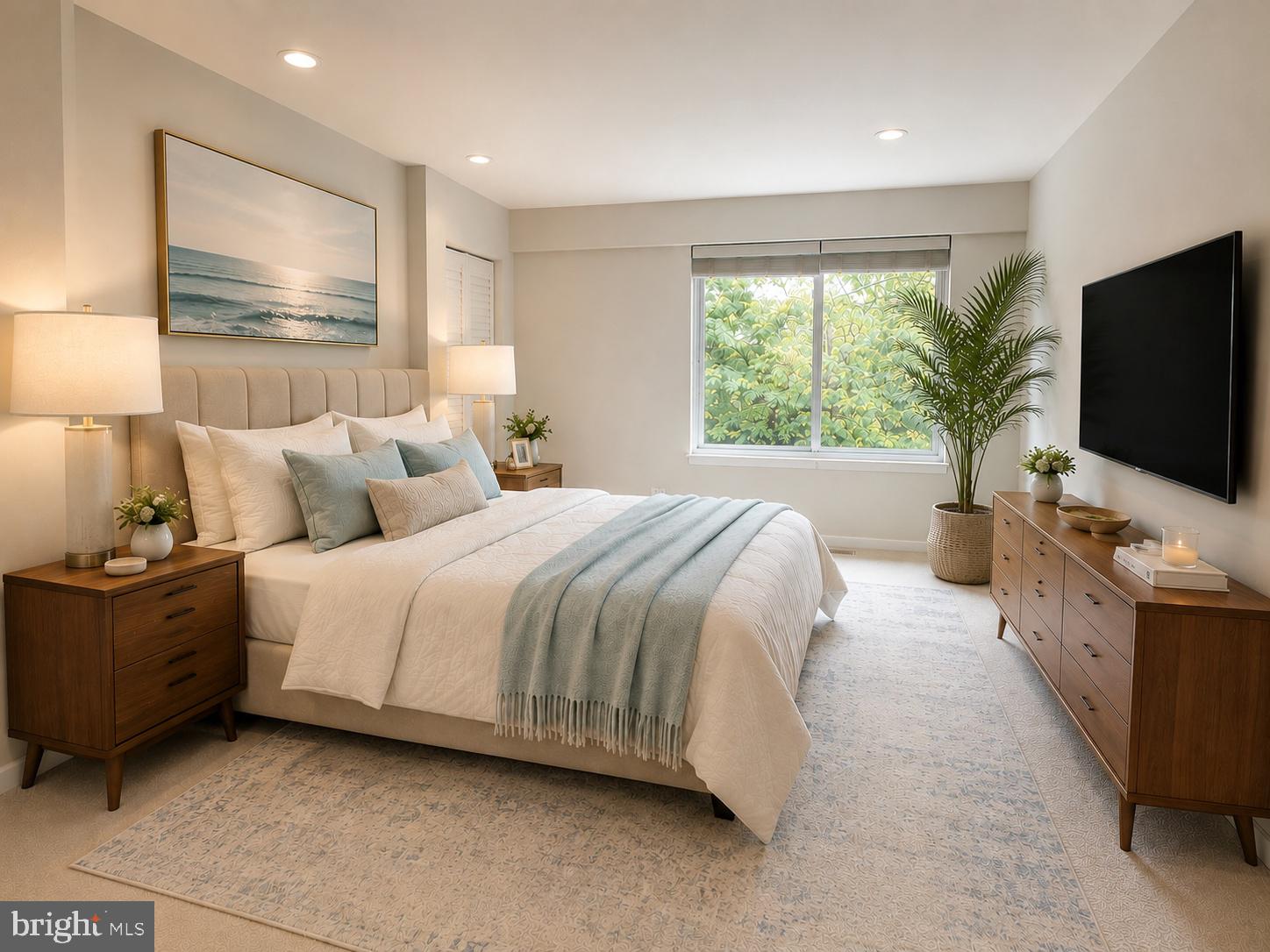 1833 Ivy Oak Square, Unit 49 Reston, VA 20190 - Photo 8 of 33 a spacious bedroom with a bed and a flat screen television