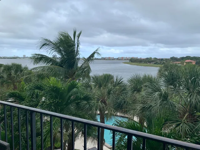 a view of a terrace with a garden