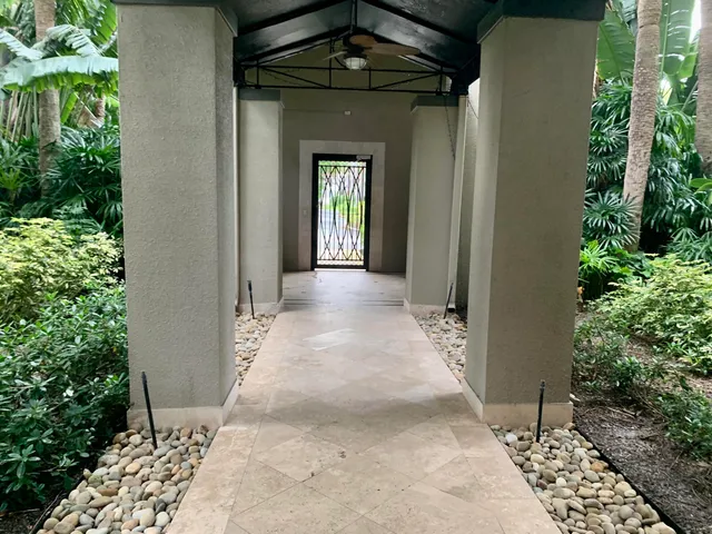 a view of a lake from a yard