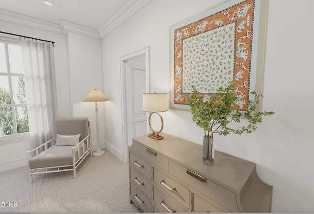 a large bed sitting in a bedroom next to a window