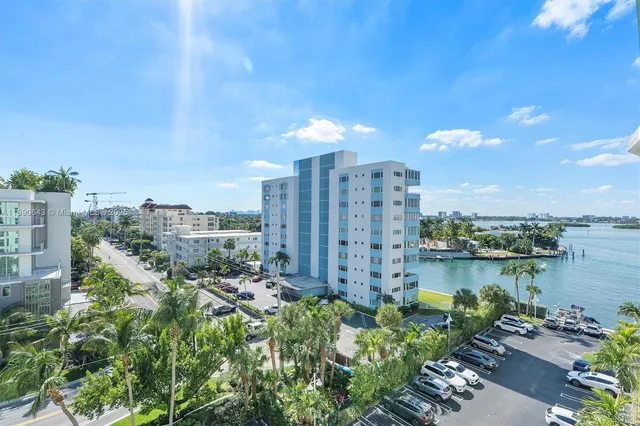a view of a lake with a city