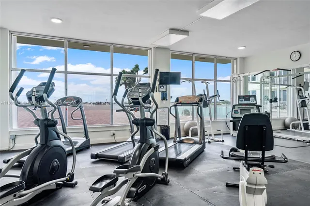 a view of a room with gym equipment