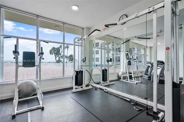a view of a room with gym equipment