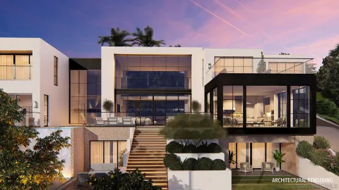 a front view of a building with glass windows and entryway