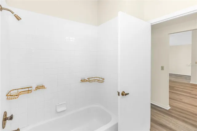 a bathroom with a bathtub