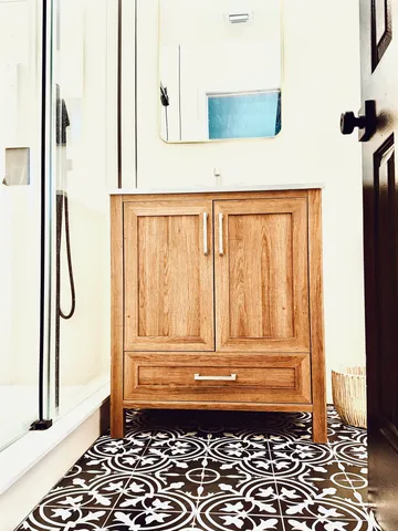 a bathroom with a window