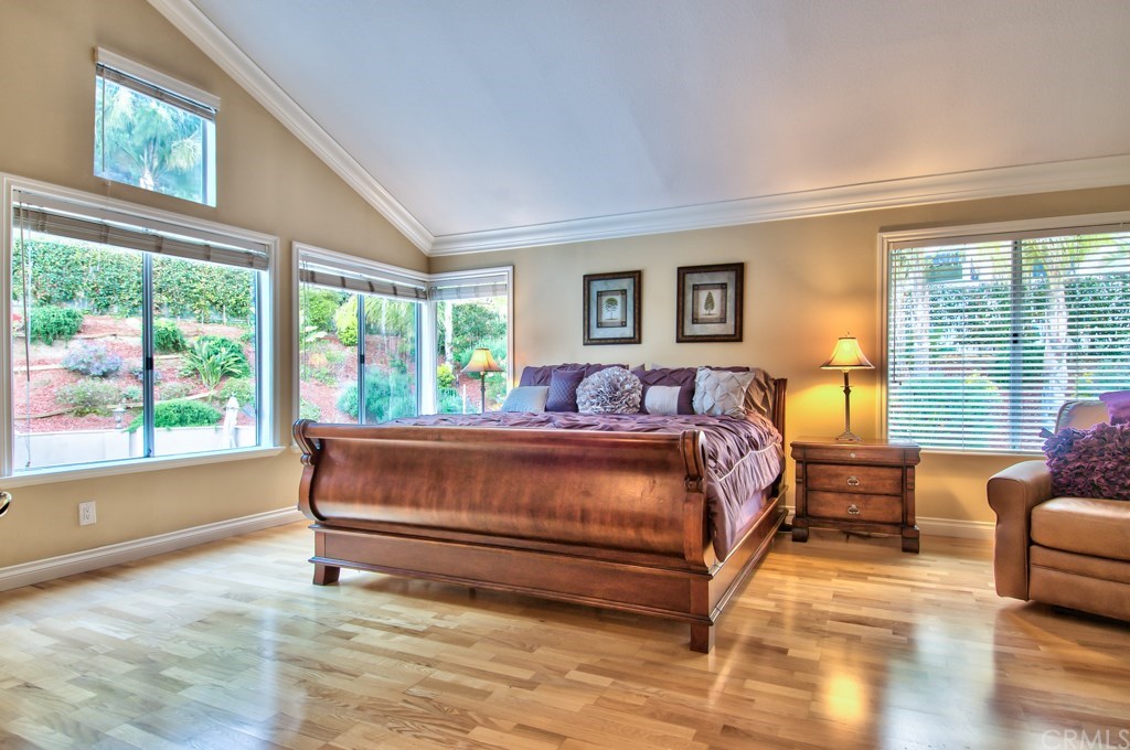 4224 San Ramon Drive Corona, CA 92882 - Photo 26 of 63 The oversized, presidential suite, great views of the resort-style backyard, vaulted ceilings and crown moldings.