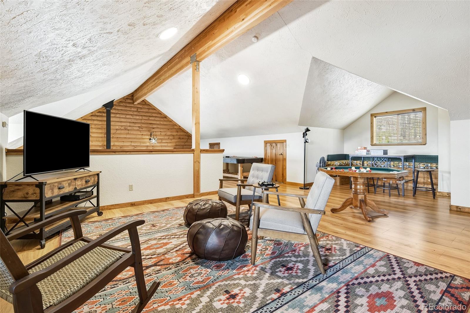 111 Twinkle Road Guffey, CO 80820 - Photo 29 of 39 a living room with furniture and a flat screen tv