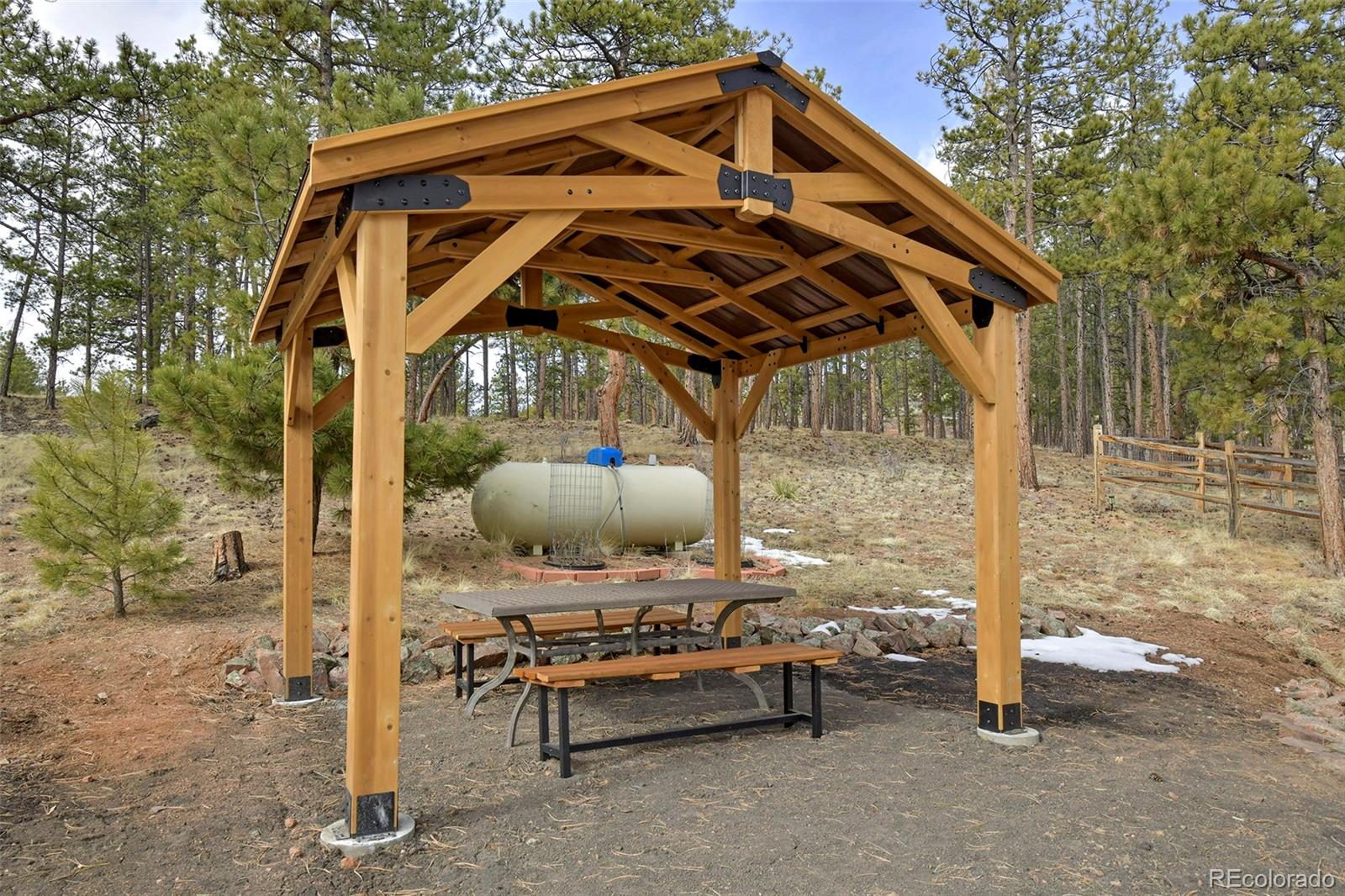 111 Twinkle Road Guffey, CO 80820 - Photo 5 of 39 a view of a wooden chairs and table in the patio