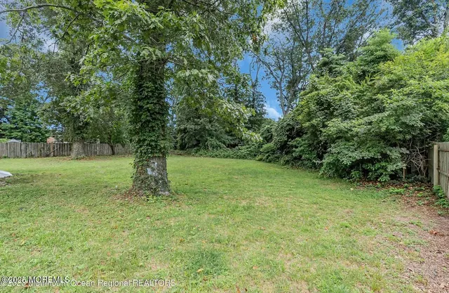 a big yard with lots of green space and trees