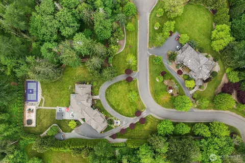 an aerial view of a house