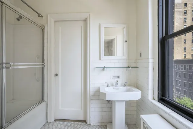 a bathroom with a shower