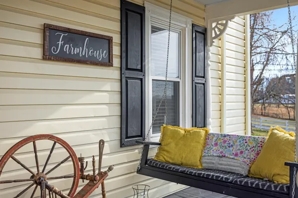 a bathroom with a large window