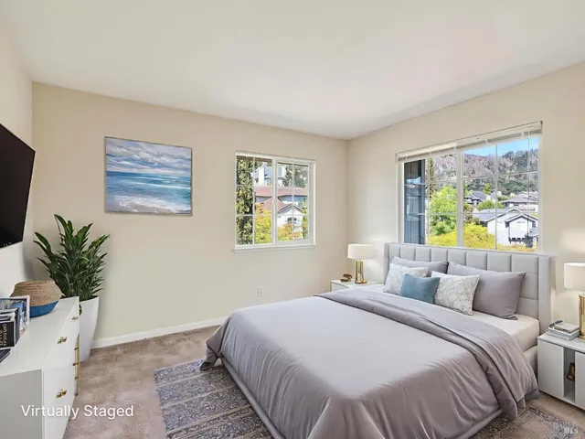 an empty room with windows