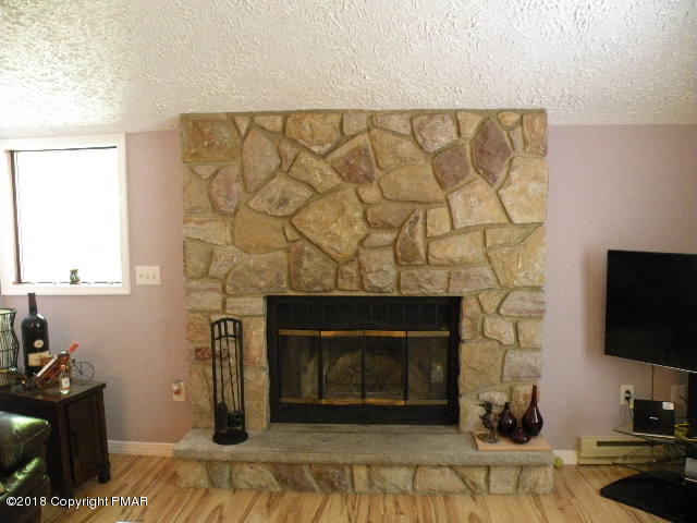 283 Elk Run Road Pocono Lake, PA 18347 - Photo 9 of 31 a living room with a fireplace and a flat screen tv