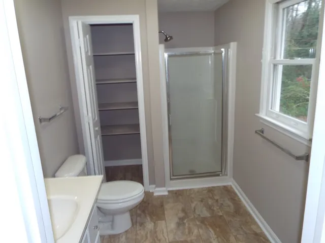 a view of a terrace with a bench