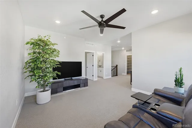 a room with furniture and a potted plant