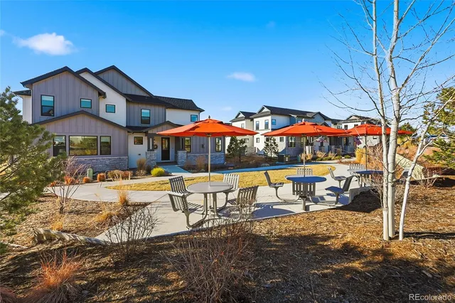 a view of a building with a swimming pool