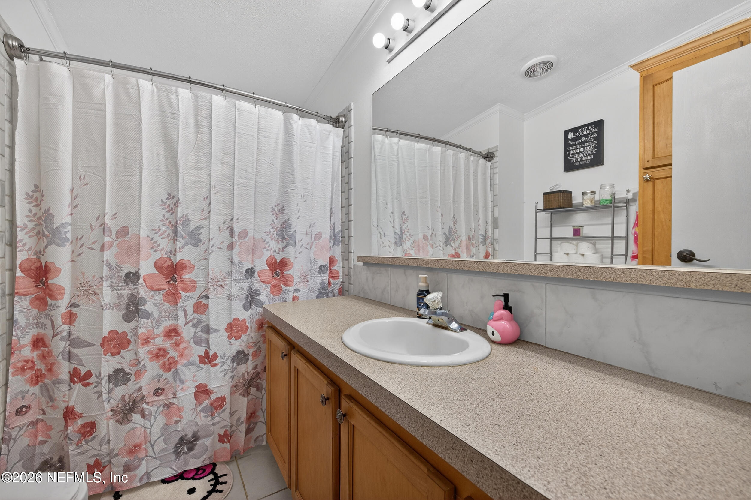 1755 Bennett Road St. Augustine, FL 32092 - Photo 22 of 34 a bathroom with a sink vanity and a mirror