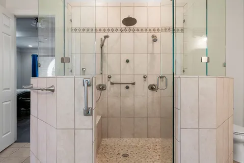 a bathroom with a shower
