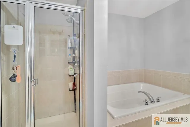 a bathroom with a bathtub