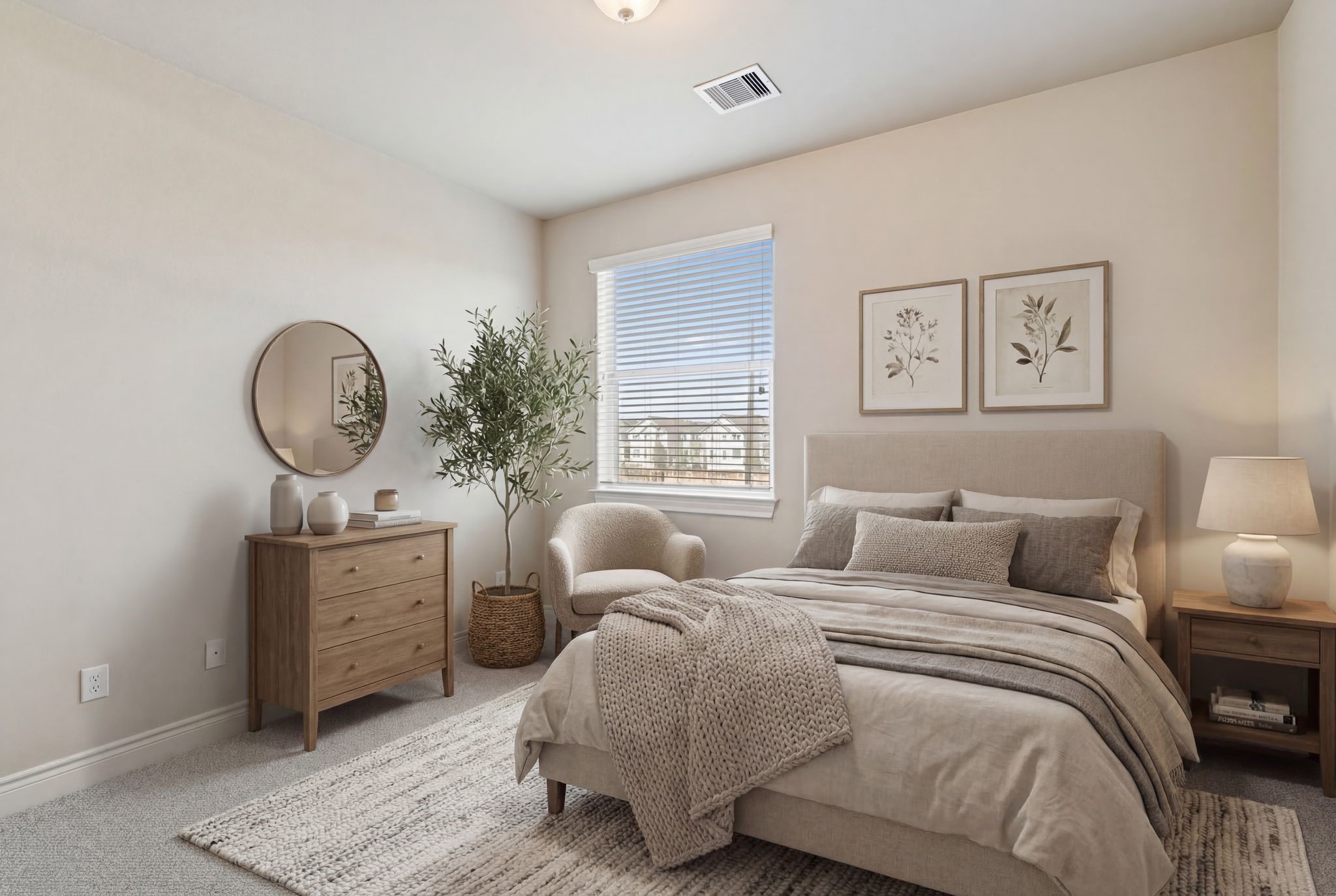 2830 Sherwin Street Houston, TX 77007 - Photo 21 of 26 Third floor secondary bedroom with NEW carpet (2026) and ensuite, private bath. *This photo is virtually staged*