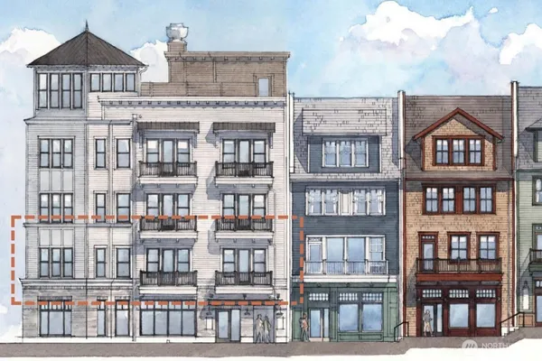 a front view of a residential apartment building