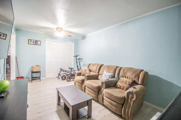 a living room with furniture