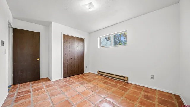 a view of a room with a window