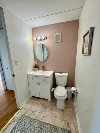 a bathroom with a shower and a toilet
