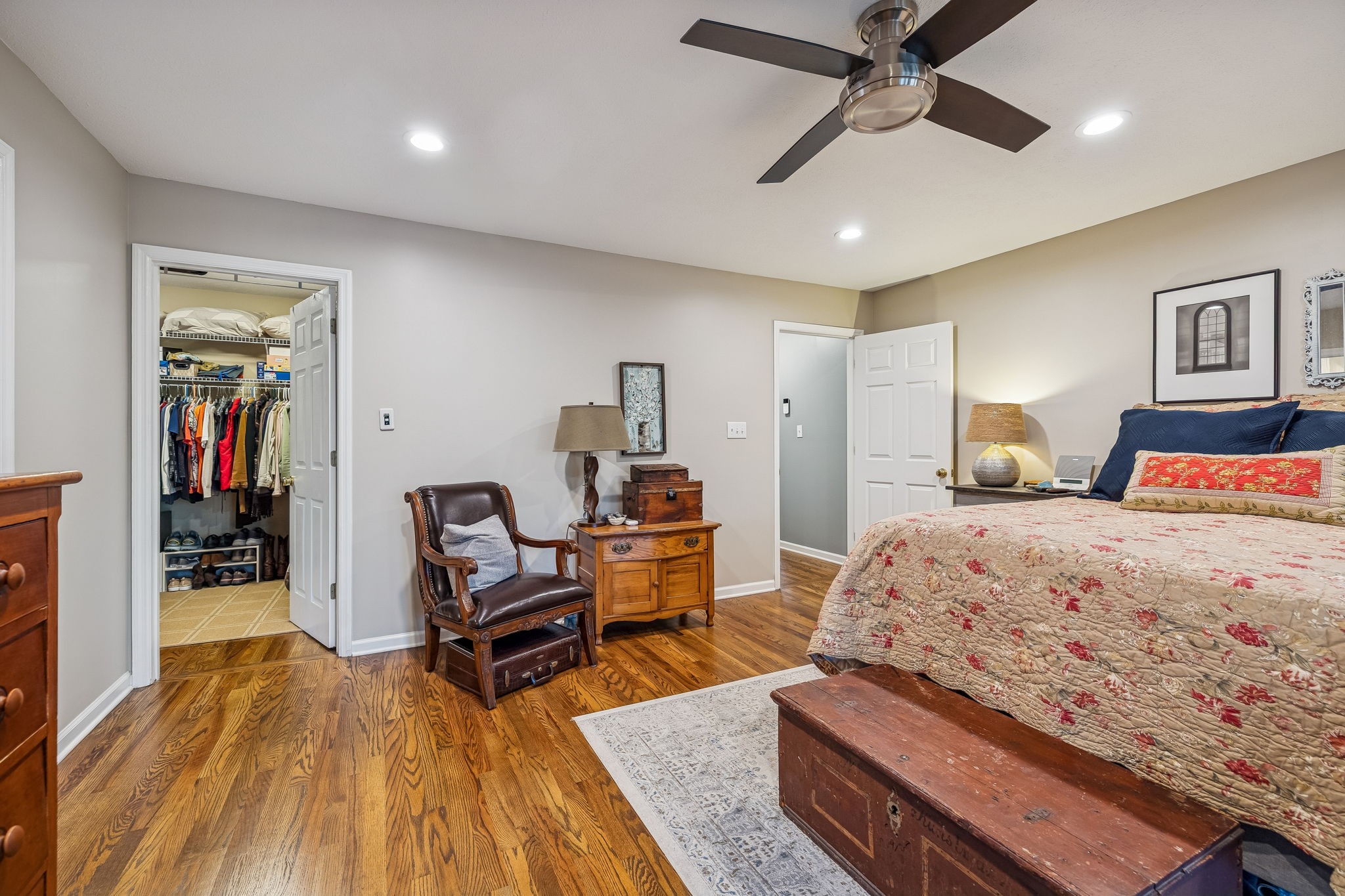 1060 Satterwhite Road Ashland City, TN 37015 - Photo 20 of 38 a bedroom with a bed and wooden floor