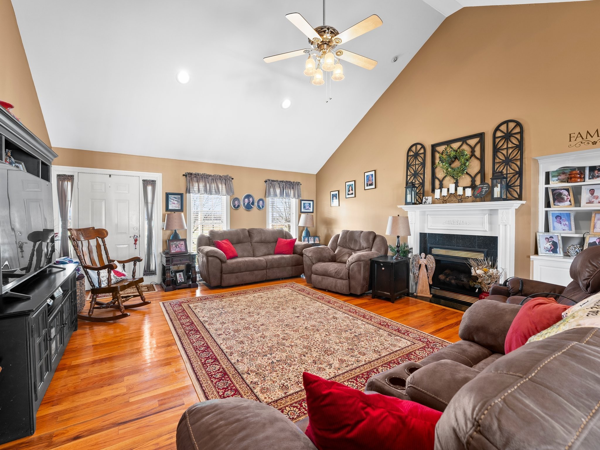 181 Hickory Grove Road Huntland, TN 37345 - Photo 11 of 41 a living room with furniture or couch and a fireplace