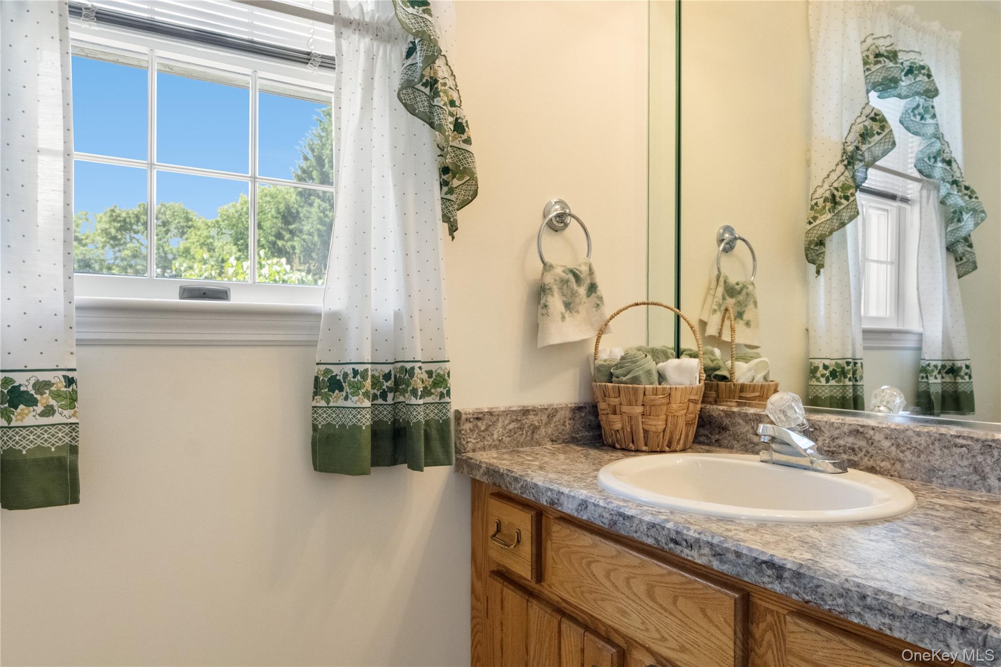214 West Mombasha Road Monroe, NY 10950 - Photo 15 of 43 a bathroom with a granite countertop sink and a mirror