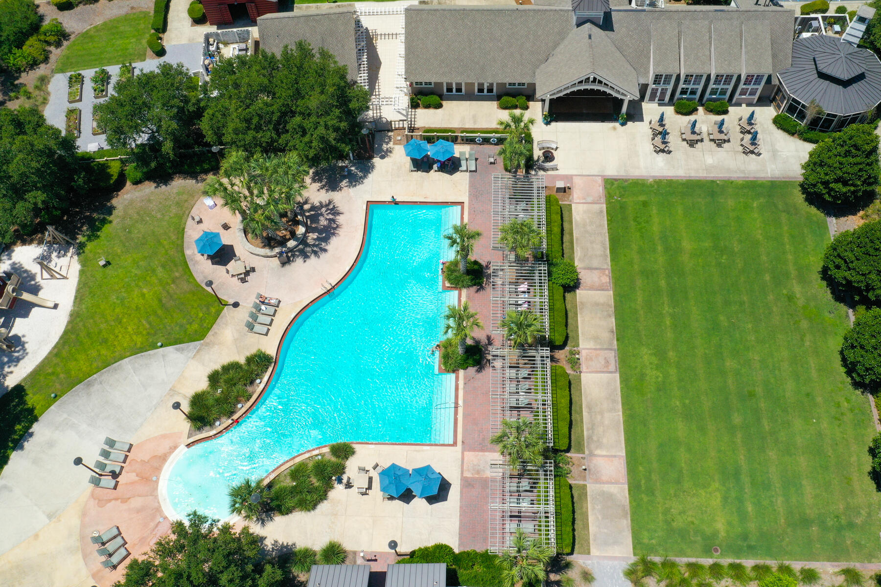 79 Basal St Inlet Beach Inlet Beach, FL 32461 - Photo 39 of 41 an aerial view of a house with a garden and swimming pool