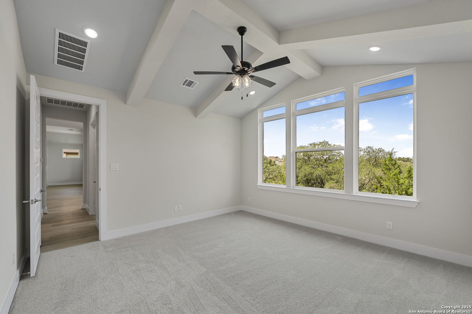 6821 Arbor Falls Fair Oaks Ranch, TX 78015 - Photo 22 of 50 en empty room with windows and ceiling fan